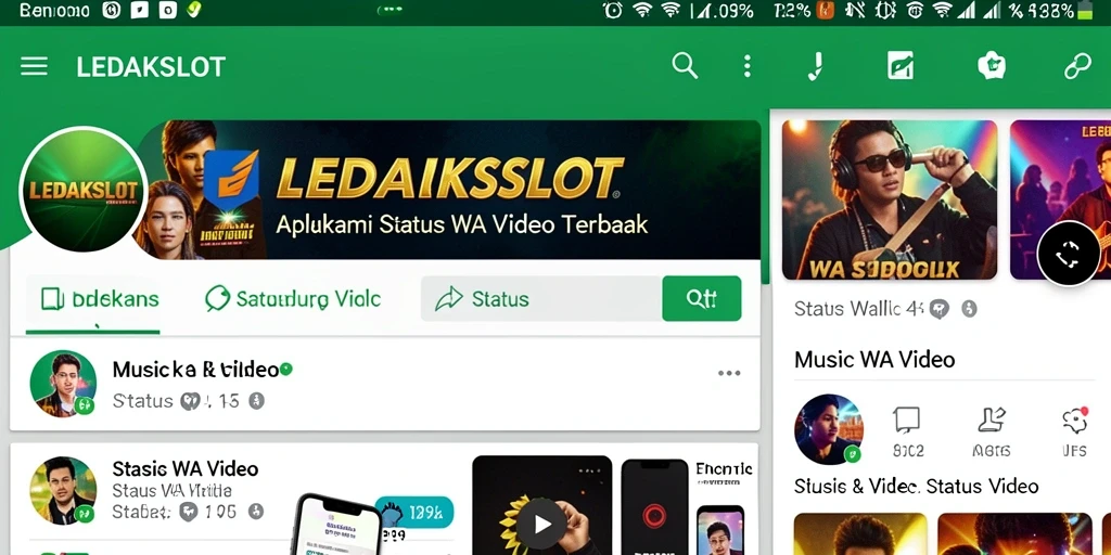 Tampilan utama LEDAKSLOT dengan berbagai pilihan video untuk status WA.