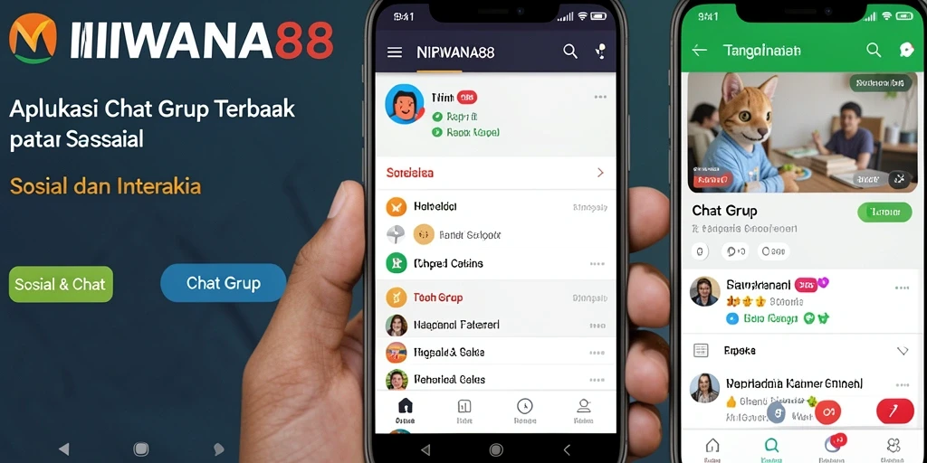 Screenshot NIRWANA88 menampilkan antarmuka Chat Grup yang interaktif.